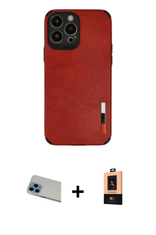 ieg™ iPhone 13 Pro Max Kılıf Doruk Asil Koleksiyonu - Şeffaf Maxco Cam Ekran Koruyucu + Mavi Rainbow