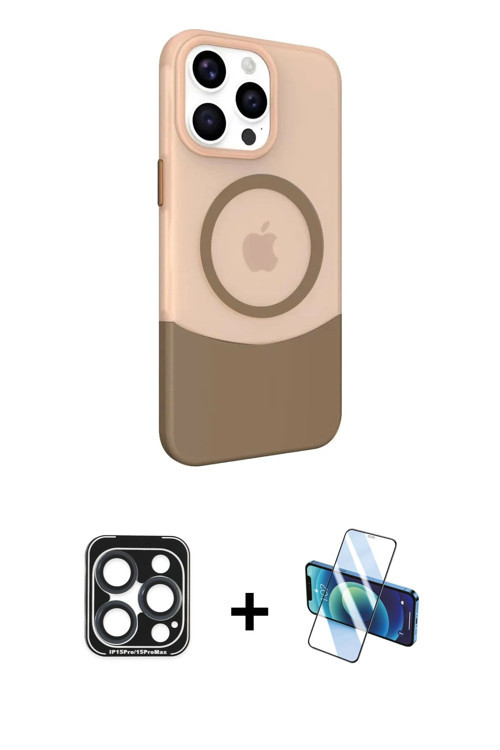 ieg™ iPhone 15 Pro Max Kılıf Çekirdek Asil Özel Seri - Siyah 3D Antistatik Cam Ekran Koruyucu + Laci