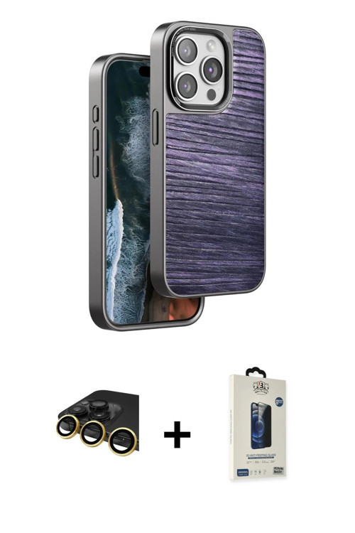 ieg™ iPhone 14 Pro Max Kılıf Atlas Minimal Özel Seri - Siyah Bilvis Hayalet Cam Ekran Koruyucu + Gol