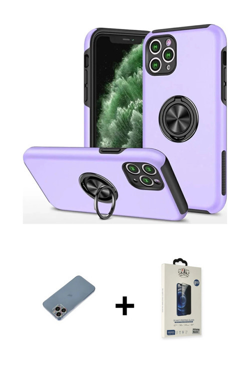 ieg™ iPhone 11 Pro Max Kılıf Odak Form Prime - Siyah Bilvis Hayalet Cam Ekran Koruyucu + Gökkuşağı S