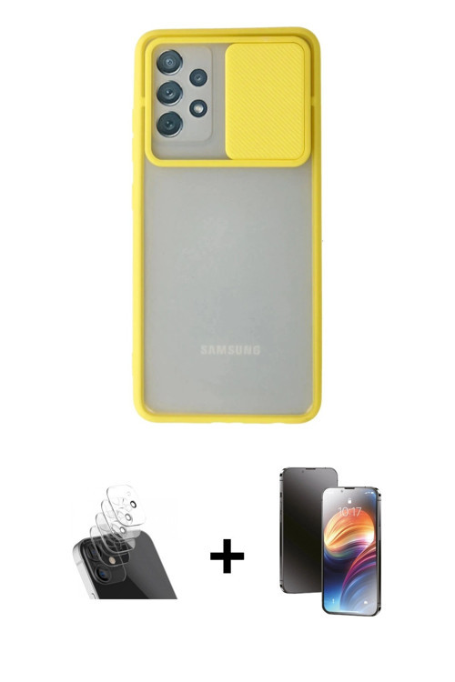 ieg™ Galaxy A52 Kılıf Vadi Çizgi - Siyah 3D Antistatik Mat Seramik Nano Ekran Koruyucu + Şeffaf Kame
