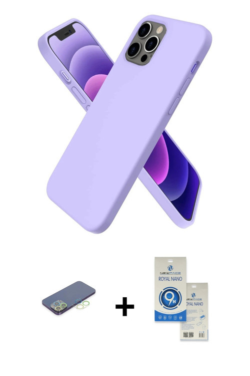 ieg™ iPhone 12 Pro Max Kılıf Kozmos Yansıma Özel Seri - Şeffaf Royal Nano Ekran Koruyucu + Yeşil Ren