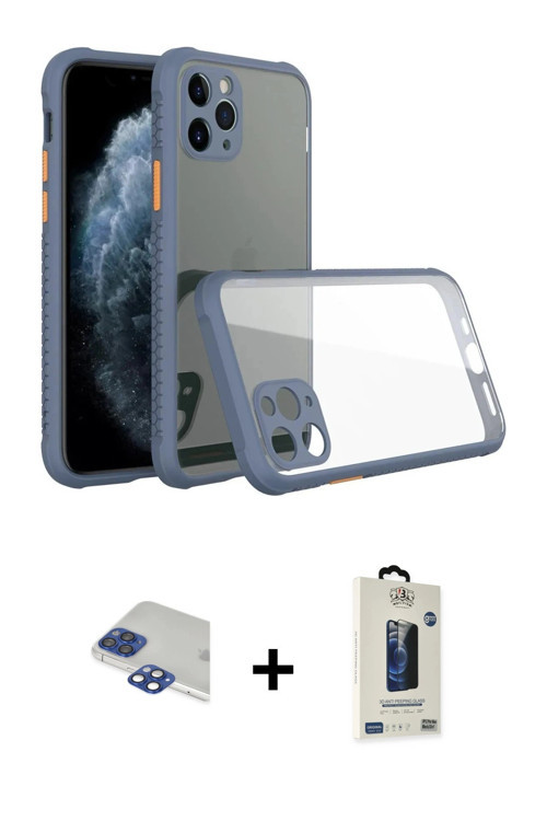 ieg™ iPhone 11 Pro Max Kılıf Nova Asil Özel Seri - Siyah Bilvis Hayalet Cam Ekran Koruyucu + Laciver