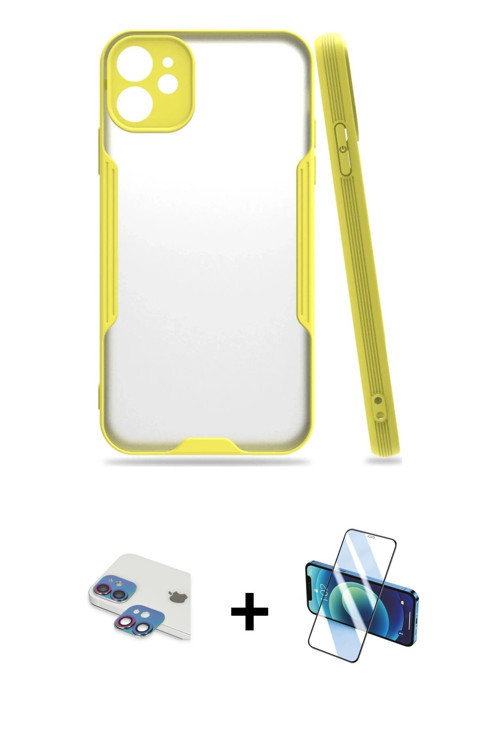 ieg™ iPhone 11 Kılıf Atlas Asil Serisi - Siyah 3D Antistatik Seramik Nano Ekran Koruyucu + Gökkuşağı
