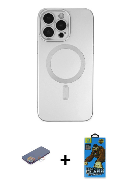 ieg™ iPhone 13 Pro Max Kılıf Akış Minimal Özel Seri - Siyah 18D Cam Ekran Koruyucu + Pembe Renkli Ka