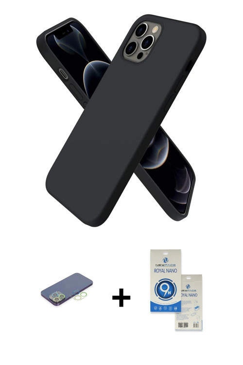 ieg™ iPhone 12 Pro Max Kılıf Kozmos Yansıma Özel Seri - Şeffaf Royal Nano Ekran Koruyucu + Yeşil Ren