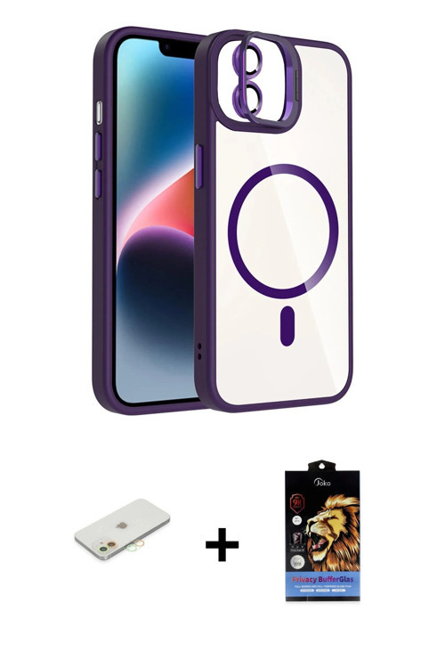 ieg™ iPhone 11 Kılıf Yadigar Asil Koleksiyonu - Siyah Buffer Hayalet Cam Ekran Koruyucu + Turuncu Re