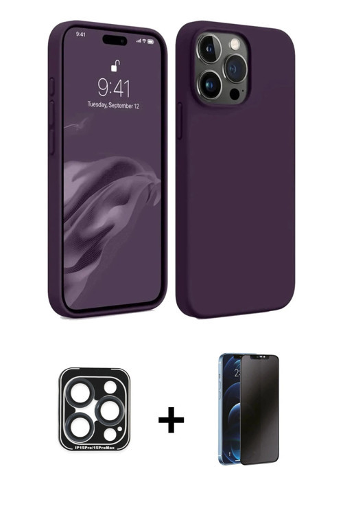 ieg™ iPhone 15 Pro Max Kılıf Kozmos Yansıma Özel Seri - Siyah 3D Antistatik Hayalet Cam Ekran Koruyu