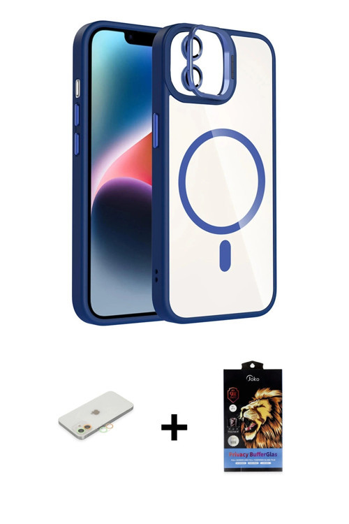 ieg™ iPhone 11 Kılıf Yadigar Asil Koleksiyonu - Siyah Buffer Hayalet Cam Ekran Koruyucu + Turuncu Re