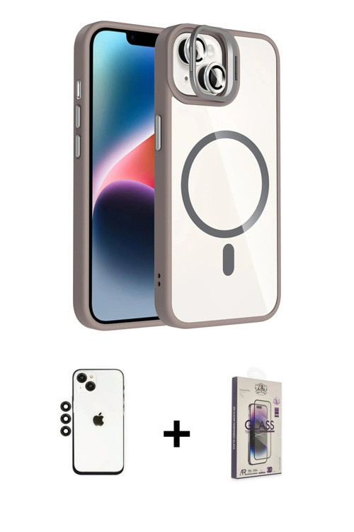 ieg™ iPhone 14 Kılıf Yadigar Asil Koleksiyonu - Siyah Bilvis 3D Cam Ekran Koruyucu + Siyah Shine Kam