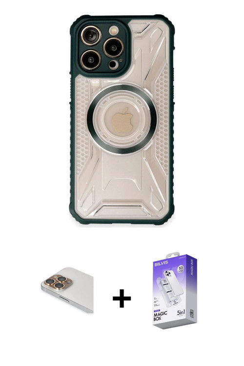 ieg™ iPhone 13 Pro Max Kılıf Kutup Modern - Siyah Bilvis 5in1 3D Magic Cam Ekran Koruyucu + Gold Per
