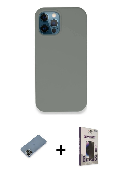 iPhone 12 Pro Max Kılıf Zirve Modern Özel Seri - Siyah Bilvis Hayalet Cam Ekran Koruyucu + Siya