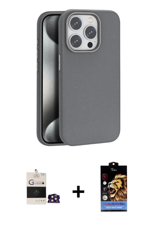ieg™ iPhone 14 Pro Max Kılıf Zirve Modern Prime - Siyah Buffer Hayalet Cam Ekran Koruyucu + Gold Bil