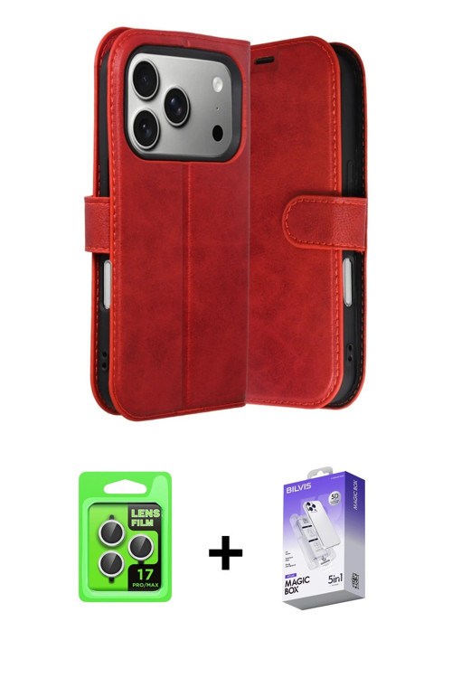 ieg™ iPhone 17 Pro Kılıf Siluet Işık Serisi - Siyah Bilvis 5in1 3D Magic Cam Ekran Koruyucu + Gümüş