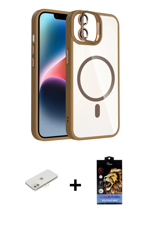 ieg™ iPhone 11 Kılıf Yadigar Asil Koleksiyonu - Siyah Buffer Hayalet Cam Ekran Koruyucu + Turuncu Re