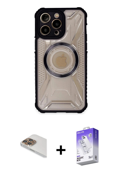 ieg™ iPhone 13 Pro Max Kılıf Kutup Modern - Siyah Bilvis 5in1 3D Magic Cam Ekran Koruyucu + Gold Per