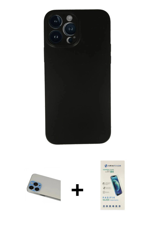 ieg™ iPhone 13 Pro Max Kılıf Yadigar Yansıma Serisi - Şeffaf Pasifik Cam Ekran Koruyucu + Mavi Rainb