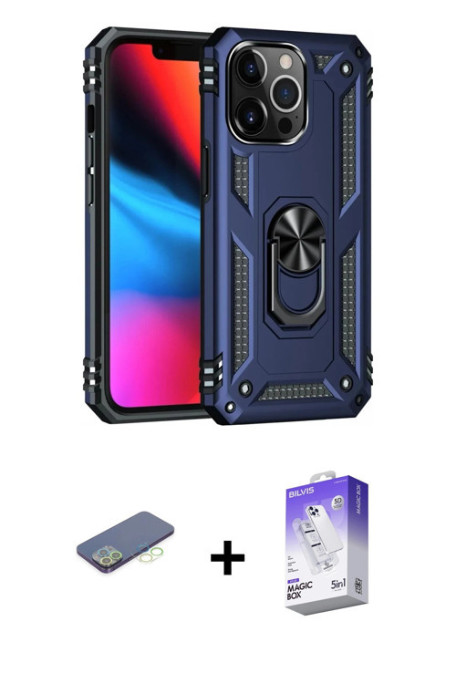 ieg™ iPhone 13 Pro Max Kılıf Ahenk Klasik Koleksiyonu - Siyah Bilvis 5in1 3D Magic Cam Ekran Koruyuc