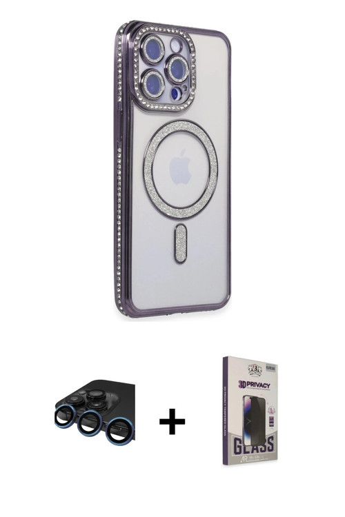 ieg™ iPhone 15 Pro Max Kılıf Zirve Doku Prime - Siyah Bilvis Hayalet Cam Ekran Koruyucu + Lacivert R