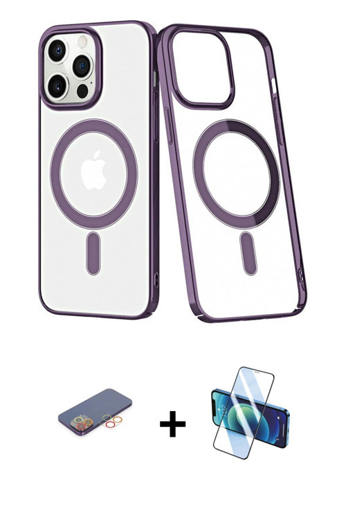 ieg™ iPhone 13 Pro Kılıf Yörünge Minimal - Siyah 3D Antistatik Seramik Nano Ekran Koruyucu + Turuncu