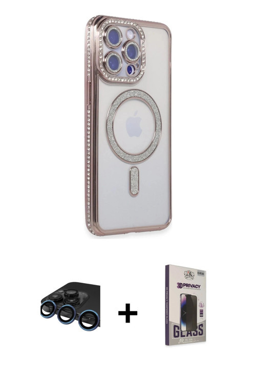 ieg™ iPhone 15 Pro Max Kılıf Zirve Doku Prime - Siyah Bilvis Hayalet Cam Ekran Koruyucu + Lacivert R