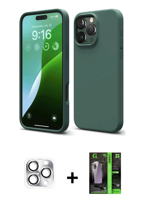 ieg™ iPhone 16 Pro Max Kılıf Kozmos Yansıma Özel Seri - Şeffaf 360 Full Body Arka Koruyucu + Gümüş P
