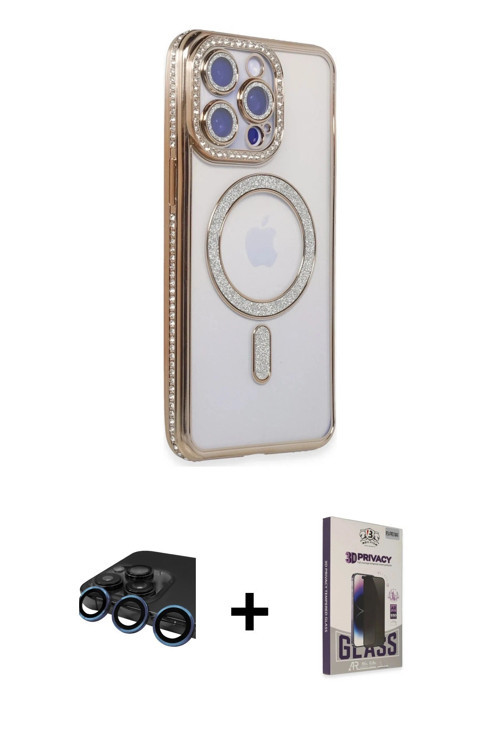 ieg™ iPhone 15 Pro Max Kılıf Zirve Doku Prime - Siyah Bilvis Hayalet Cam Ekran Koruyucu + Lacivert R
