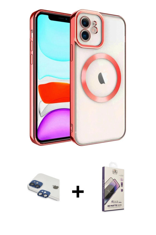 ieg™ iPhone 11 Kılıf Nova Işık Özel Seri - Siyah Bilvis 3D Mat Cam Ekran Koruyucu + Lacivert Pers Al