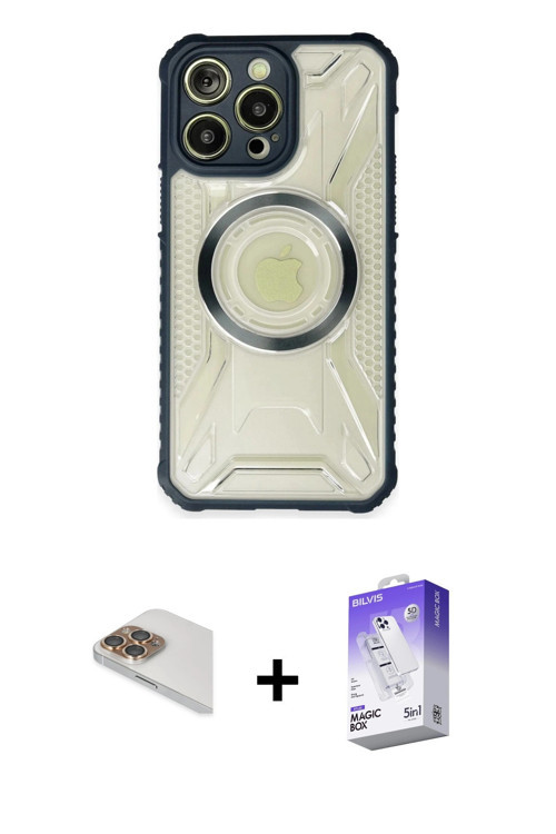 ieg™ iPhone 13 Pro Max Kılıf Kutup Modern - Siyah Bilvis 5in1 3D Magic Cam Ekran Koruyucu + Gold Per