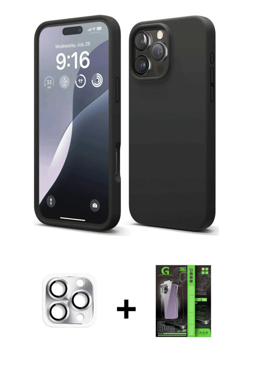 ieg™ iPhone 16 Pro Max Kılıf Kozmos Yansıma Özel Seri - Şeffaf 360 Full Body Arka Koruyucu + Gümüş P
