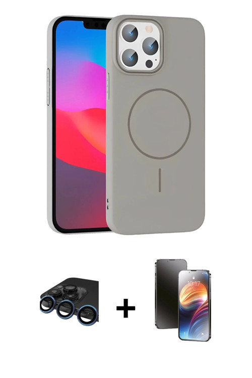 ieg™ iPhone 15 Pro Max Kılıf Siluet Doku Özel Seri - Siyah 3D Antistatik Mat Seramik Nano Ekran Koru