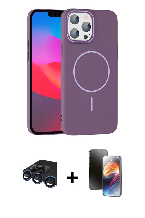 ieg™ iPhone 15 Pro Max Kılıf Siluet Doku Özel Seri - Siyah 3D Antistatik Mat Seramik Nano Ekran Koru