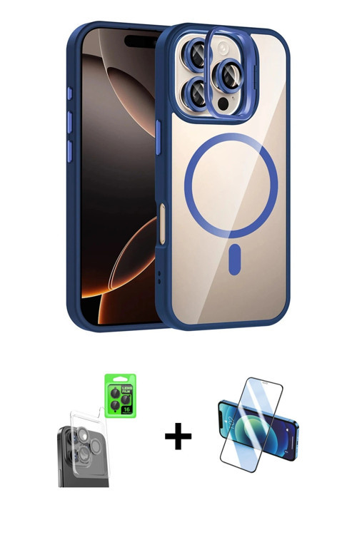 ieg™ iPhone 16 Pro Kılıf Yadigar Asil Koleksiyonu - Siyah 3D Antistatik Cam Ekran Koruyucu + Siyah R