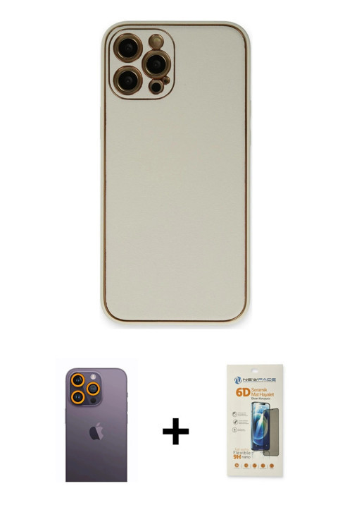 ieg™ iPhone 12 Pro Kılıf Yadigar Klasik - Siyah 6D Mat Seramik Hayalet Nano Ekran Koruyucu + Sarı Ne