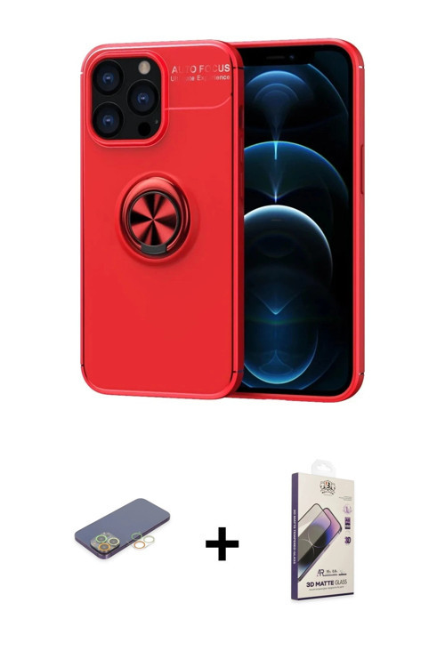 ieg™ iPhone 13 Pro Max Kılıf Yankı Form Prime - Siyah Bilvis 3D Mat Cam Ekran Koruyucu + Sarı Renkli