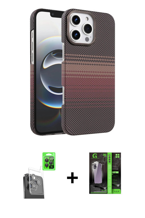 ieg™ iPhone 16 Pro Max Kılıf Doruk Serisi - Şeffaf 360 Full Body Arka Koruyucu + Siyah Raze Metal Ka