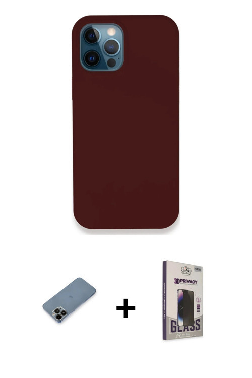 iPhone 12 Pro Max Kılıf Zirve Modern Özel Seri - Siyah Bilvis Hayalet Cam Ekran Koruyucu + Siya