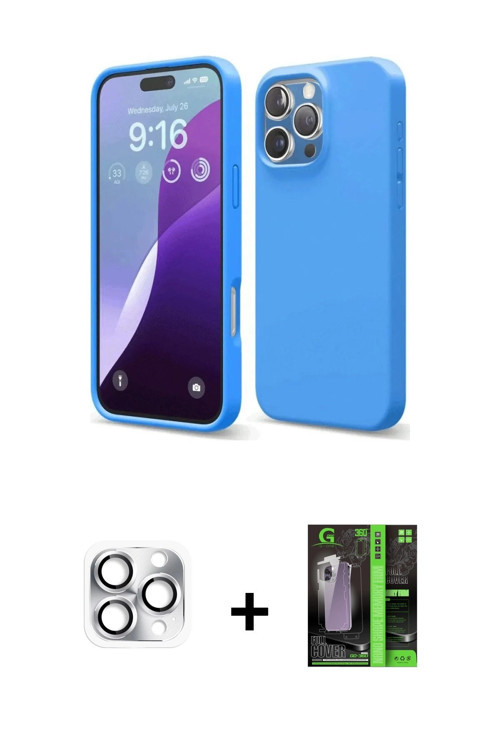 ieg™ iPhone 16 Pro Max Kılıf Kozmos Yansıma Özel Seri - Şeffaf 360 Full Body Arka Koruyucu + Gümüş P
