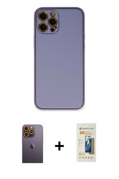 ieg™ iPhone 12 Pro Kılıf Yadigar Klasik - Siyah 6D Mat Seramik Hayalet Nano Ekran Koruyucu + Sarı Ne