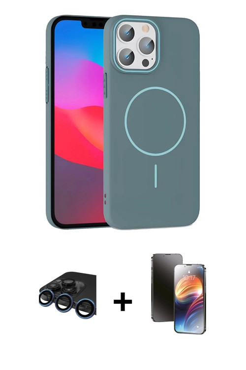 ieg™ iPhone 15 Pro Max Kılıf Siluet Doku Özel Seri - Siyah 3D Antistatik Mat Seramik Nano Ekran Koru