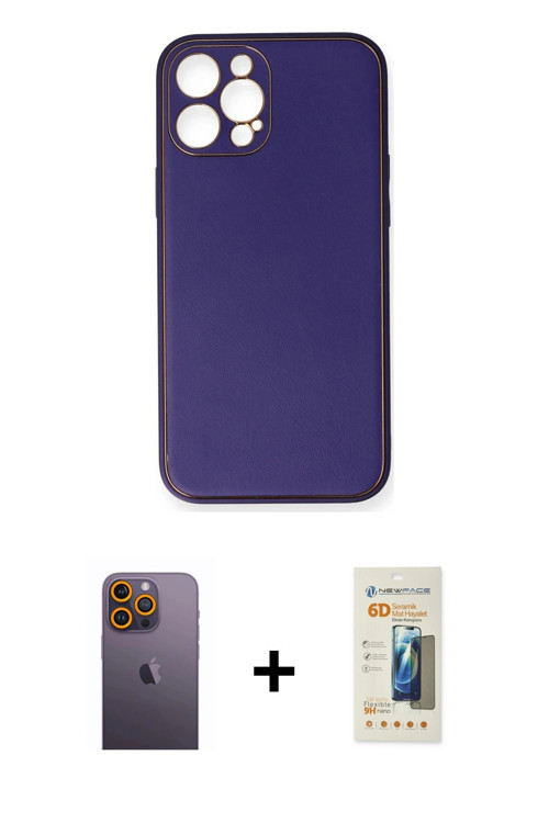 ieg™ iPhone 12 Pro Kılıf Yadigar Klasik - Siyah 6D Mat Seramik Hayalet Nano Ekran Koruyucu + Sarı Ne