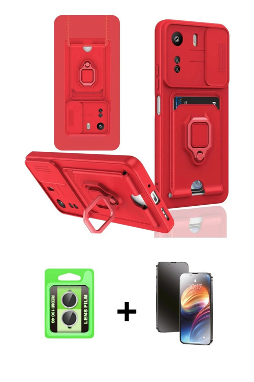ieg™ Redmi 13C Kılıf Vadi Form Prime - Siyah 3D Antistatik Mat Seramik Nano Ekran Koruyucu + Gümüş R