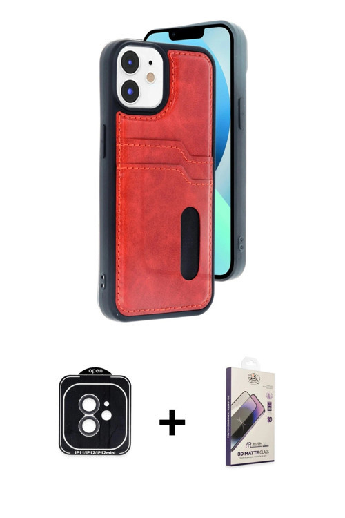 ieg™ iPhone 11 Kılıf Yörünge Işık Serisi - Siyah Bilvis 3D Mat Cam Ekran Koruyucu + Siyah PVD Metal
