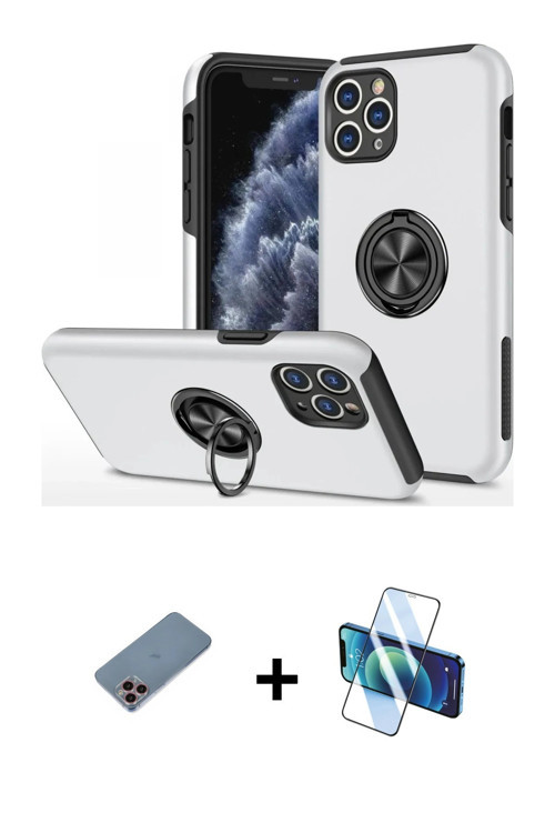 ieg™ iPhone 11 Pro Max Kılıf Odak Form Prime - Siyah 3D Antistatik Seramik Nano Ekran Koruyucu + Pem