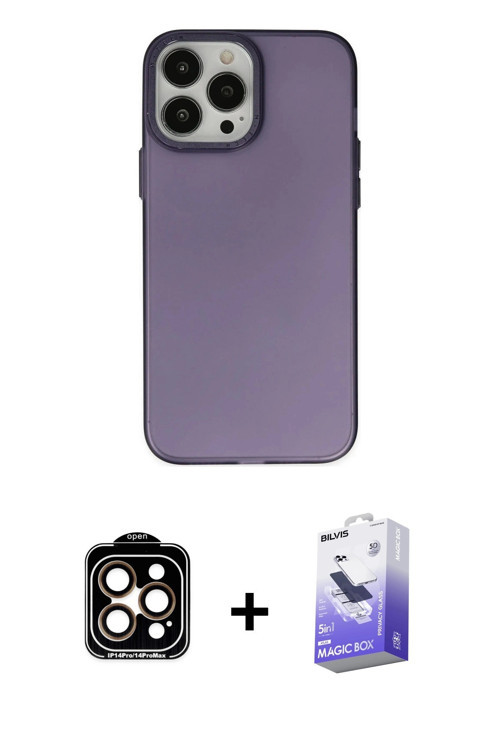 ieg™ iPhone 14 Pro Max Kılıf Ahenk Çizgi Prime - Siyah Bilvis 5in1 5D Magic Hayalet Cam Ekran Koruyu