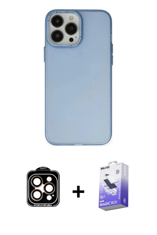 ieg™ iPhone 14 Pro Max Kılıf Ahenk Çizgi Prime - Siyah Bilvis 5in1 5D Magic Hayalet Cam Ekran Koruyu