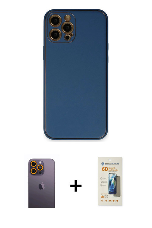 ieg™ iPhone 12 Pro Kılıf Yadigar Klasik - Siyah 6D Mat Seramik Hayalet Nano Ekran Koruyucu + Sarı Ne