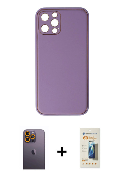 ieg™ iPhone 12 Pro Kılıf Yadigar Klasik - Siyah 6D Mat Seramik Hayalet Nano Ekran Koruyucu + Sarı Ne