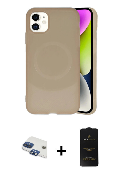 ieg™ iPhone 11 Kılıf Ufuk Serisi - Siyah 6D Antistatik Mat Seramik Hayalet Nano Ekran Koruyucu + Lac