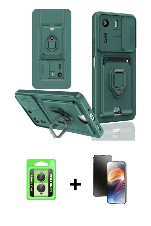 ieg™ Redmi 13C Kılıf Vadi Form Prime - Siyah 3D Antistatik Mat Seramik Nano Ekran Koruyucu + Gümüş R